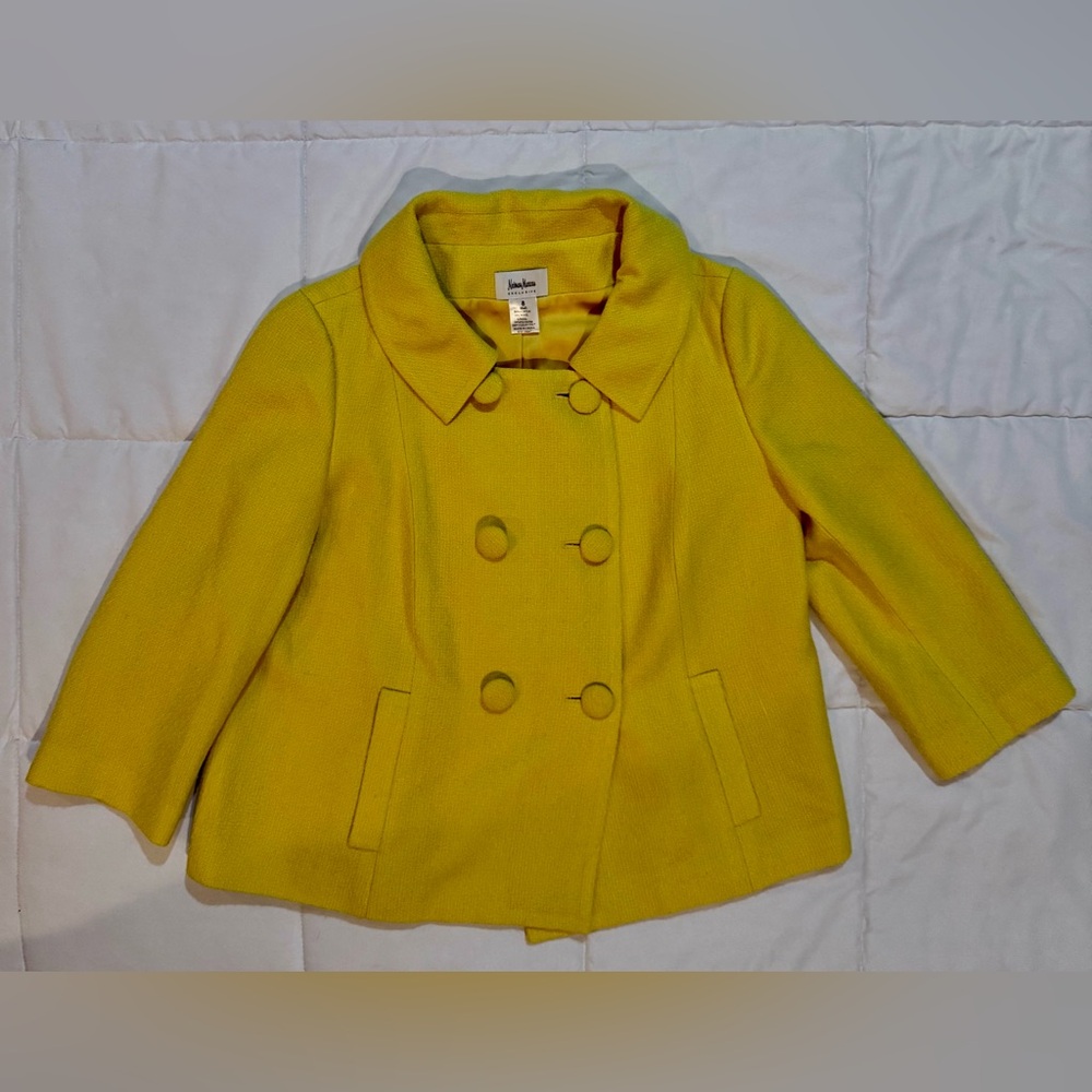 Neiman Marcus Bright Yellow Pea Vintage Coat